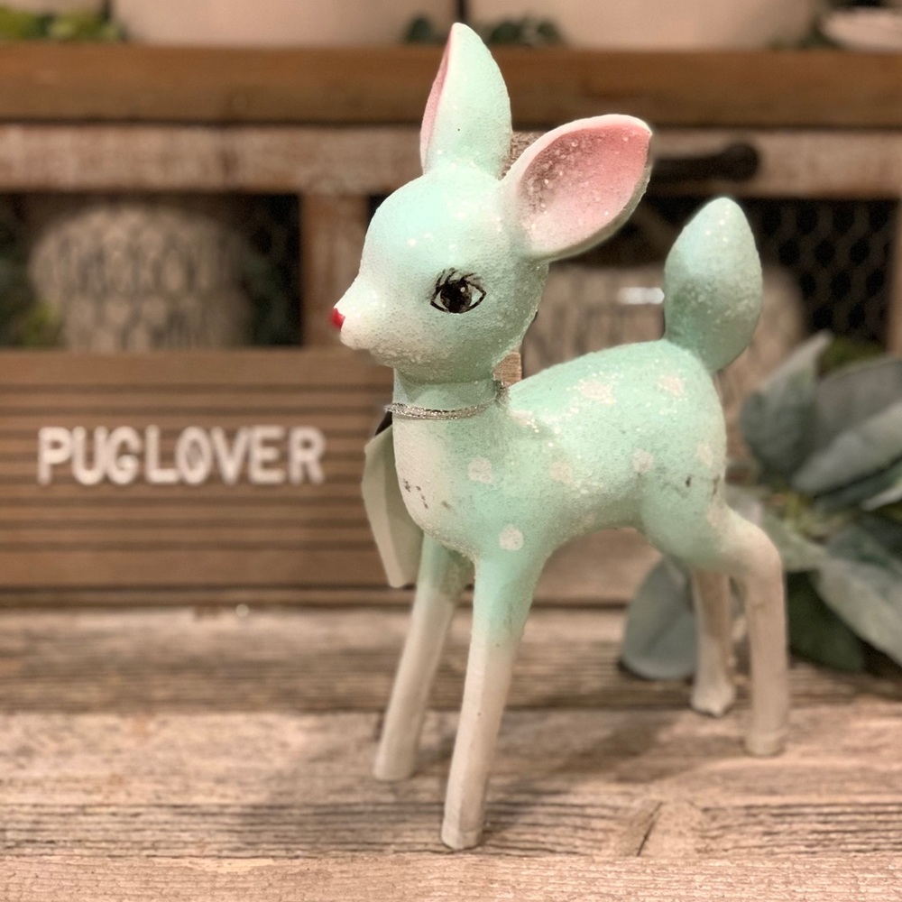 Glittery Pastel Mint Green Reindeer